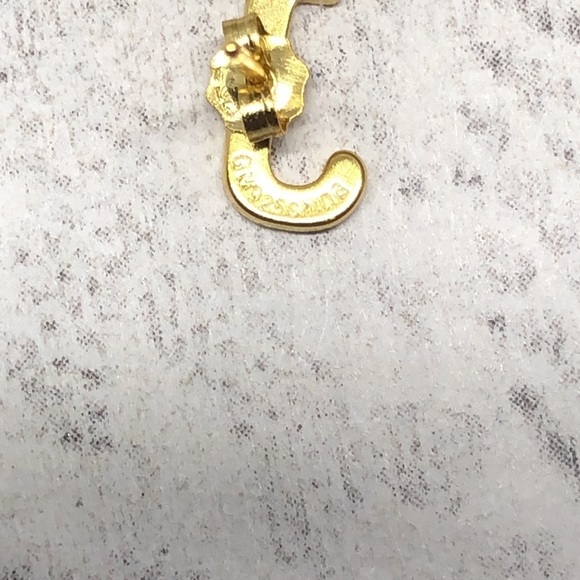 Gold over sterling 925 silver initial letter J post stud earrings makers mark GM - Picture 4 of 5